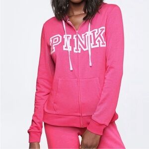 PINK Victoria's Secret Bright Pink Zip-Up Hoodie